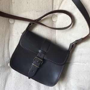 teeny tiny brown leather bag